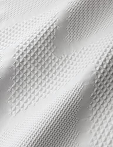 Maxpeuvon White Shower Curtain Boho Shabby Chic Waffle Chevron Fabric Herringbone Shower Curtains For Bathroom Textured Zig Zag Bathroom Curtain With Hooks, 72" X 72" #TOP4
