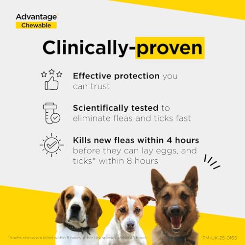 Advantage Chewable 56mg Chewable Tablets for Dogs 1.3-2.5kg (1 pack), Flea and Tick Treatment, Fast Acting Kills Fleas Within Hours, Prevention Lasts For A Month, Easy To Administer - Image 6