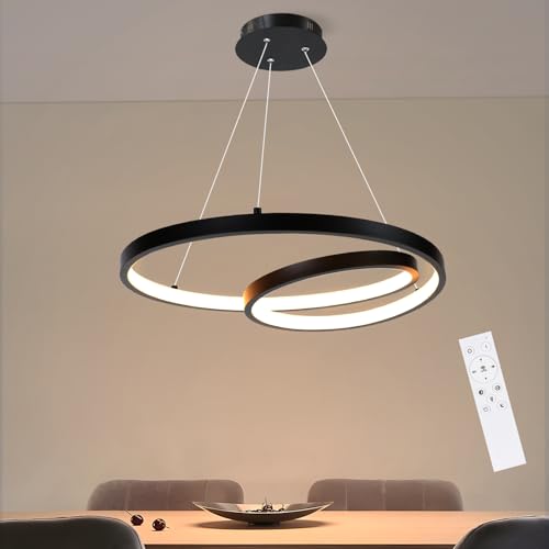 ZMH Pendelleuchte Esstisch Hängelampe LED: 40CM Schwarz Hängend Lampe Dimmbar Hängeleuchte Design Esszimmerlampe Modern Esstischlampe mit Fernbedienung Pendellampe für Wohnzimmer Schlafzimmer Küche