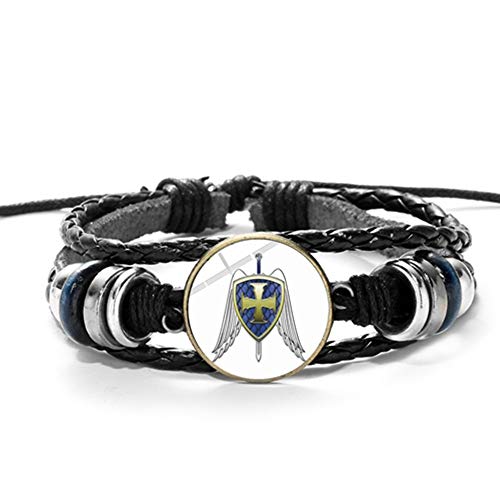 TUDUDU Arcángel Pulsera De Cuero Protégenos Santo Escudo Protección Justicia Encanto Pulsera...