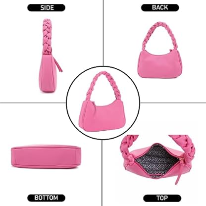 Emperia Braided Top Handle Shoulder Bag For Women, Trendy Designer Small Hobo Tote Handbag - Image 6