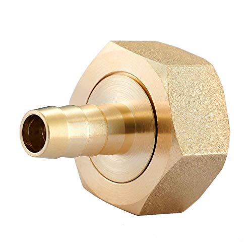 Minimprover 2PCS Lead Free Brass Water Hose Pipe Swivel Connector,1/2\" Barb x 3/4 inch Female GHT Adapter,Copper Fitting with Stainless Clamp for House/Boat/Lawn/Power Wash/Irrigation