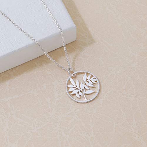 Boma Jewelry Sterling Silver Bamboo Tree Circle Pendant Necklace, 20 Inches3