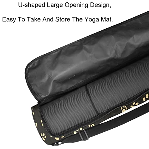 Ratgdn Yoga Mat Bag, Gold Dog Paw Exercise Yoga Mat Carrier Full-Zip Yoga Mat Carry Bag With Adjustable Strap For Women Men #TOP2