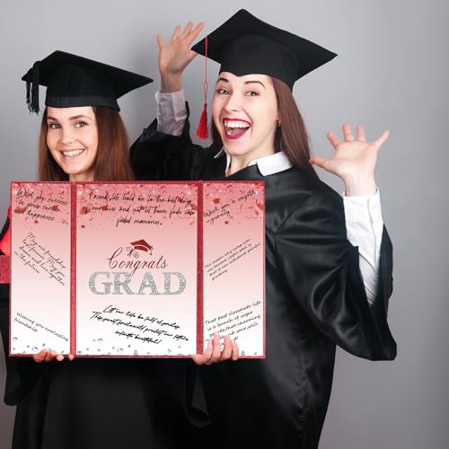 Image of Crenics Red Graduation Decorations Class of 2026, Creative Graduation Guest Sign in Book Alternative, Congrats Grad Signature Book 18 inch x 12 inch, Awesome Graduation Gift or Keepsake