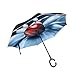 Parapluie inversé Jeu Sport Bowling Patio Cool Parapluie Bouledogue pour Voiture avec poignée en Forme de C Coupe-Vent Parapluie Extérieur