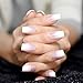 EchiQ Pearl Shine Glossy Fake Nails Shimmer White Square French Nail Ombre Faux Ongles Gradient Medium Fingernails with Gluetabs