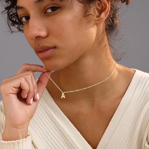 Initial Necklaces for Women, 14k Gold Plated Dainty Gold Letter Necklace Tiny Initial Pendant Necklace Cute Letter Name Choker Necklaces for Women Simple Gold Jewelry for Women Gifts4