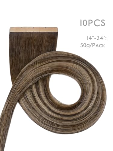 Image of WENNALIFE 3.15 inch Wide Tape in Hair Extensions Human Hair, Tape in Weft