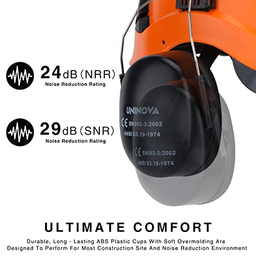 UNINOVA Forestry Helmet with Mesh Visor Face Shield and Earmuffs Ear Protection Safety Hard Hat Logging Tree Garden Work Helmet Osha Hardhats (092 Orange+Earmuff+Shield) - Thumbnail 4