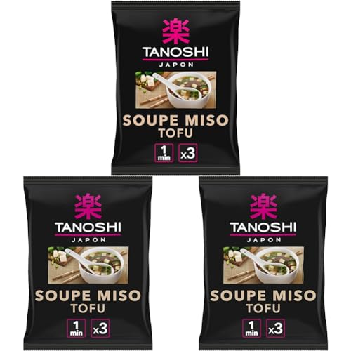 TANOSHI - Soupe Miso Tofu - Soupe Instantanée - 3 Personnes - Sans Glutamate Ajouté - 60, 9 g (Lot de 3)