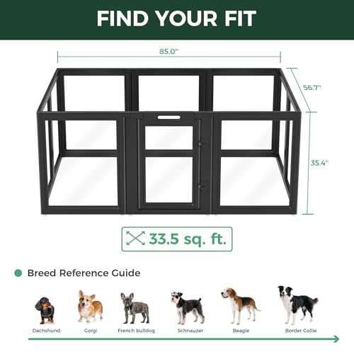 Image of FXW AuraSpace Acrylic Indoor Dog Playpen for Medium Dogs, 35 Inch, 10 Panels, Black