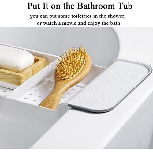 Wingsight Bathtub Tray Expandable Bath Caddy Storage Rack Multifunctional Bathtub Tub Organizer For Deposit Wash Supplies,Book,Wine,Phone,Bathroom,Shower (White) #TOP5