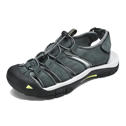 Men’S Genuine Cow Leather Fashion Design Breathable Casual Shoes Soft Bottom Outdoor Beach Ankle-Wrap Classic Sandals