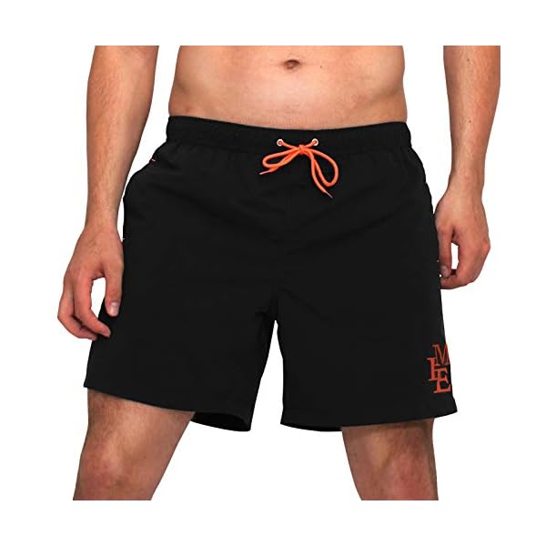 MEILONGER Men's Swim Trunks Swimwear, Quick Dry Beach Swimming Board Shorts Bathing Suits with Mesh Lining and Pockets (Black, Large)