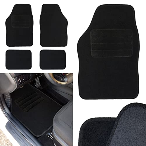 Auto Label CLASSIC Alfombrillas Coche Moqueta Negras, Juego de 4 Alfombras Universales