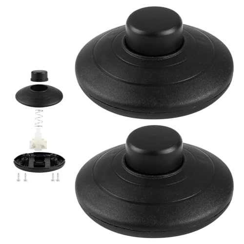 2 Pcs Floor Lamp Foot Switch 250V/2A 70mm Diameter Round In-Line Foot Pedal Push Press ON/Off Button Switch for Floor Standing Lamps and Table Lights for 2 or 3 Core Flex Cables Black