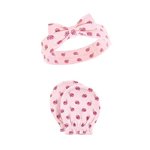 Hudson Baby Infant Girl Cotton Headband And Scratch Mitten Set Rose, 0-6 Months #TOP4