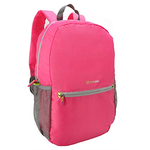Evecase Packable Daypack Lightweight Water Resistant Outdoor Hiking Bag -Pink