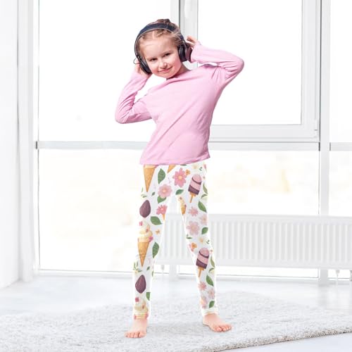 Girls Leggings Ice Cream and Flowers Toddler Girls Clothes Leggings for Girls Toddler Girls Leggings 3-4T4