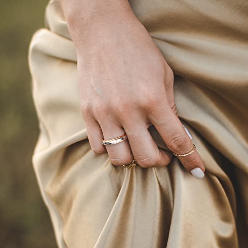 4mm Tungsten Rings for Women Rose Gold/Gold/Gunmetal/Silver Faceted Wedding Band Two Tone Ring with Step Edge Comfort Fit Size 5-102