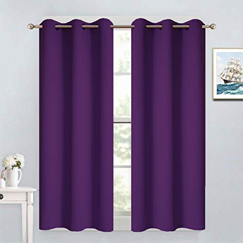 Yakamok Purple Blackout Curtains for Bedroom,Thermal Insulated Blackout Grommet Top Drapes for Living Room,38x54 Inch, 2 Panels
