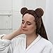 Huachi Bear Ears Headbands for Women Face Washing Spa Makeup Hair Bands Korean Elastic Fluffy Beauty Accessories, Brown
