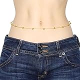 2 Pack Gold Belly Chain, Waist Chain for Women, Body Jewelry Gold, Shimmering Body Chains for Festival, Party, Wedding, Boho Accessories, Belly Dancer Chain