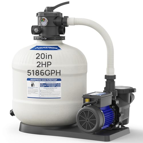Image of AQUASTRONG 20in Sand Filter Pump, 2 HP, 5186 GPH Dual Speed Pool Pumps for Pools Up to 21000 GAL, Pool Filter With 6-Way Valve, Improved Circulation and Filtration