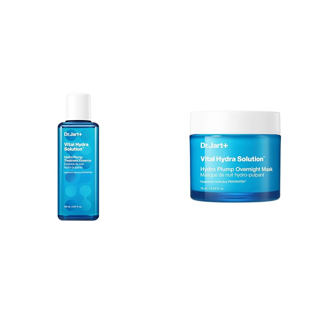 Dr.Jart+ Vital Hydra Solution Set: Essence Traitement Hydro Plump à l’Acide Hyaluronique (150ml) + Masque Visage Nuit Repulpant Hydro Plump à l’Acide Hyaluronique (75ml) - Illumine La Peau