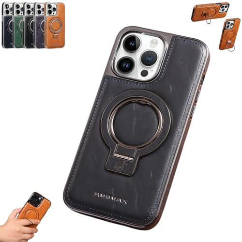 Zhongle Luxury Leather Invisible Stand for iPhone Case,Transmitg Leather Case Built-in Invisible Stand Phone Case with Magnetic 