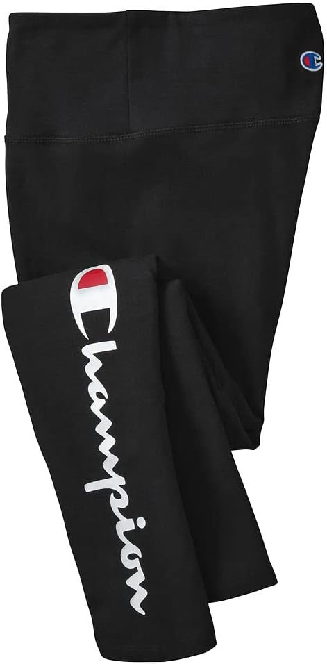 Champion Women's Plus Size 7/8 Leggings, Authentic, Retired, Black-Classic Script Logo, 2X