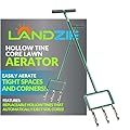 Landzie Hollow Tine Fork Lawn Aerator - 42 Inch Manual Stainless Steel Gardening Hand Tool - Grass Dethatcher Aerator Lawn Tool with Coring Tines for Compacted Soil - Lawn Plugger Aerator…