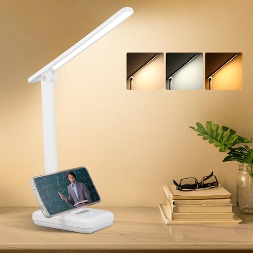 MAX EXCELL Lampada da Scrivania Senza fili, Lampada da Tavolo senza fili con Funzione Protezione Degli Occhi, Lampada Touch Control, 3 Livelli di Luminosità 3 Modalità di Illuminazione
