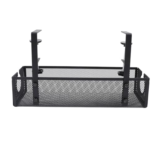 AUNMAS Bandeja para Gestión de Cables de Acero al Carbono con Diseño Trapezoidal y Agujero Circular Lateral, Organizador de Cables para Oficina y Hogar (Negro) miniatura 1