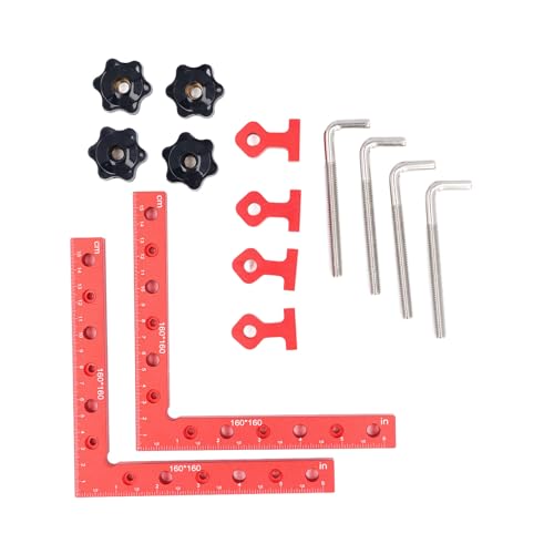 2 Set 160 X 160mm Clamping Squares Aluminum Alloy 90 Degree Corner Clamp Set Metric and Imperial Scale Woodworking Tools