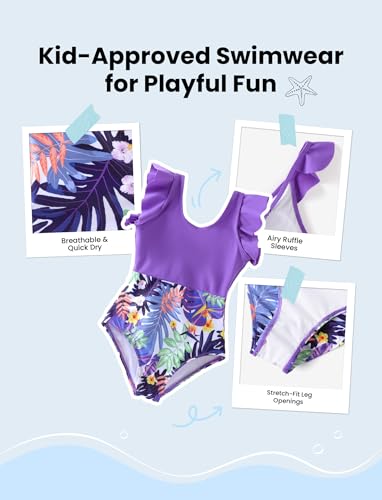 Image of PATPAT Family Matching Swimwear Set: Floral Print Sleeveless Ruffled One Piece Bathing Suits