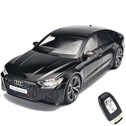 RZAPE Model Car Kits for Adult 1/18 Diecast Cars Compatible with Audi RS7 Sportback Car Collection,Remote Control Key Version Metal Toy Cars with Lights and Sounds,Toy Cars for Boys Age 4-7（Black）