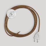creative cables Cablaggio per piantana, Cavo RL22 Effetto Seta Glitterato Rame 3 m. Scegli Il Colore dell'interruttore e della Spina. - Trasparente