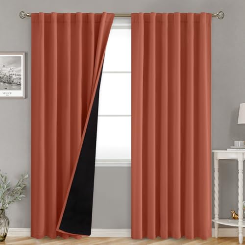 BGment Terracotta 78 Inch Curtains with Thermal Insulated Blackout Liner