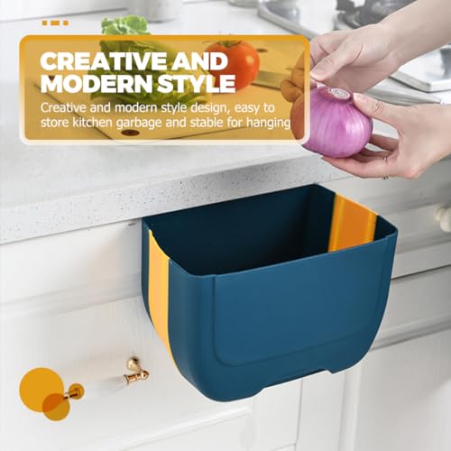 Caneca de basura colgante para cocina, plegable, azul miniatura 6