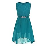 mit Spitze Blumen am Oberteil, high low Kleid. 2 Lage Kleid, 1 Lage Chiffon mit 1 Futter.