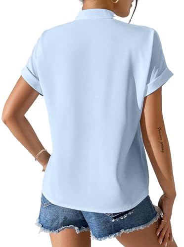 Avanova Women's Button Down Short Sleeve V Neck Work Business Top 