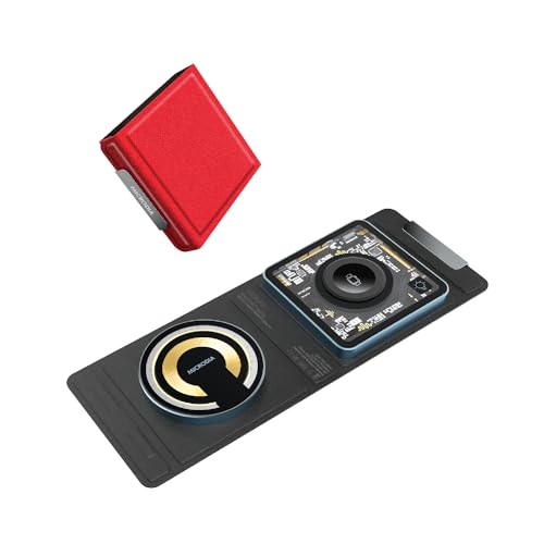 Station de charge pliante Qi2 Microdia 18W rouge et noir aux finitions premium