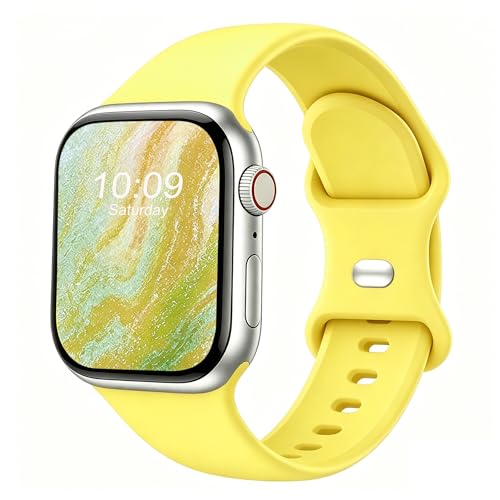 Image of Sport Bands Compatible with Apple Watch Band Women Men 40mm 38mm 41mm 42mm 44mm 45mm 46mm 49mm ,Soft Wristband Waterproof Replacement Strap for iWatch Bands Series 11 10 9 8 7 6 5 4 3 2 1 SE Ultra Yellow