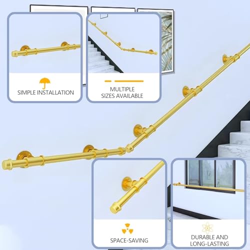 Rampe d'escalier industrielle barre d'appui murale intérieure 180cm - 4