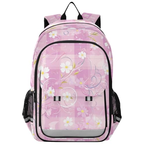 kids backpacks for girls toddler 8-12: lightweight bookbags for middle school in assorted colors - Spring Flowers Yellow Plaids Purple