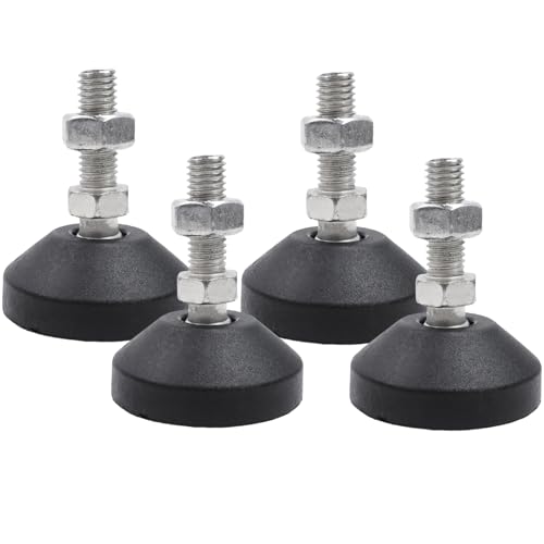 Image of M10 Leveling Feet 880 Lb Capacity, 2 Inches Height - 2 Inches Base, 4Pcs | 30mm Screw Length, Adjustable Swivel, Anti-Slip Bottom, For Tables, Shelves, Workbenches, Cabinets, Machines