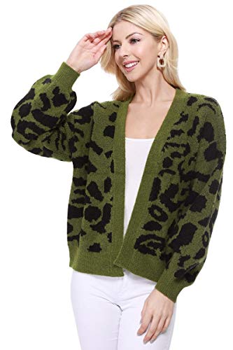 YEMAK Women's Chunky Leopard Print Open Front Long Sleeve Jacket Sweater Cardigan HK8254LEO (S/M-M/L)3