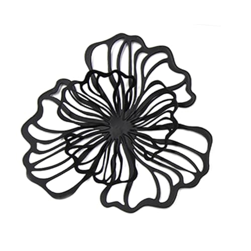 rockible Decoración de Arte de Pared de Metal, Decoración de Pared de Flores, Adorno de Pared de Estilo Moderno, Decoración Colgante de Pared Floral para, Negro Pequeño, Individual